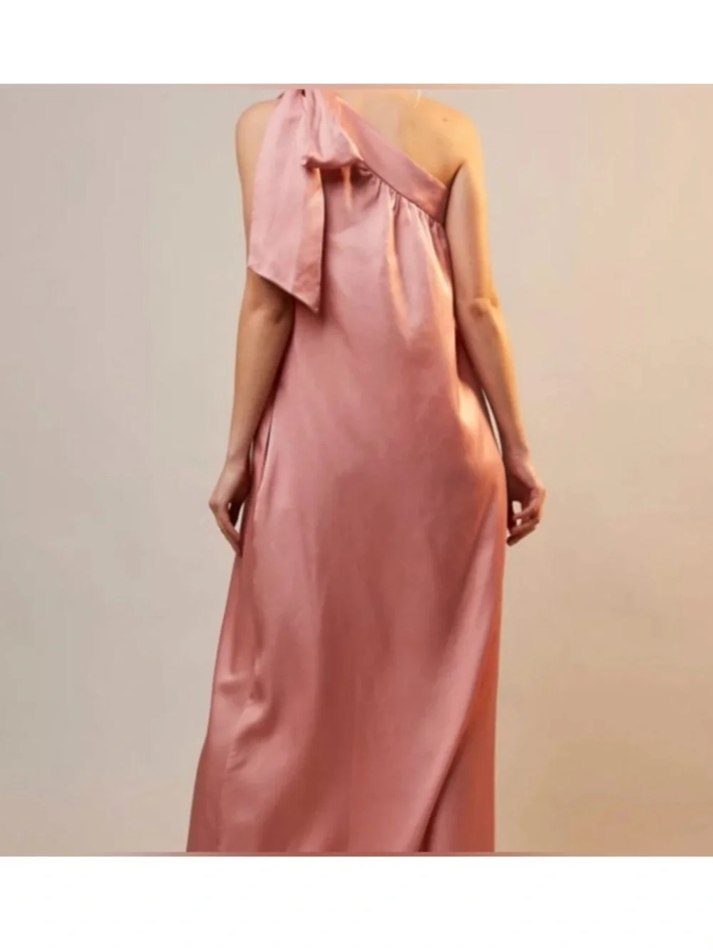 Free people Soa pink satin one maxi shoulder dress sz M